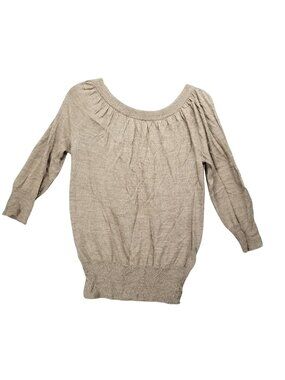 The Limited Sweater Womens Medium Brown Merino Wool Blend 3/4 Sleeve Pullover